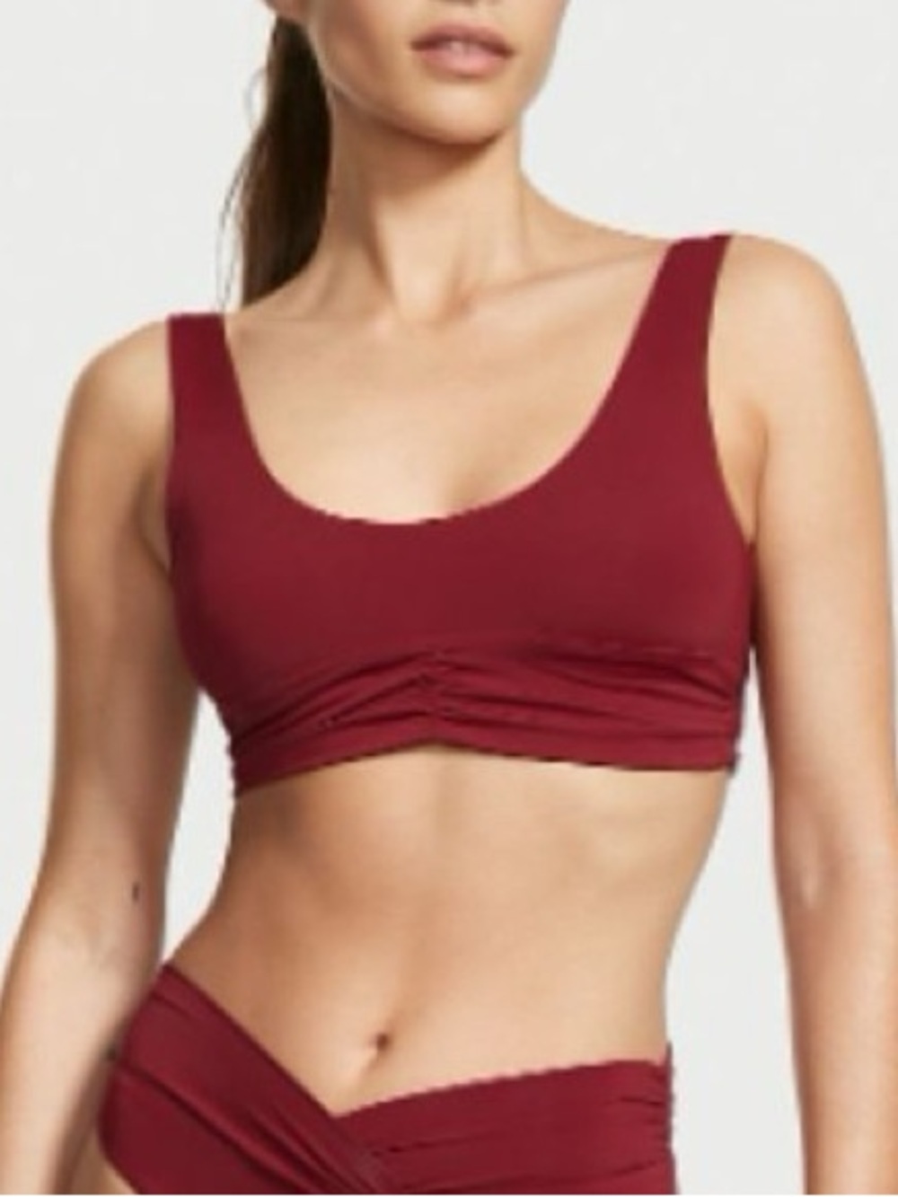 New! Riot Swim Pico Burgundy Merlot Bikini Top XS 9359